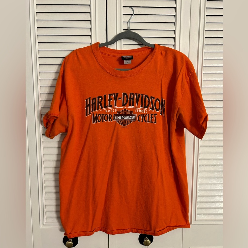 Harley-Davidson Black Cat Rocky Mount,NC Orange T-Shirt